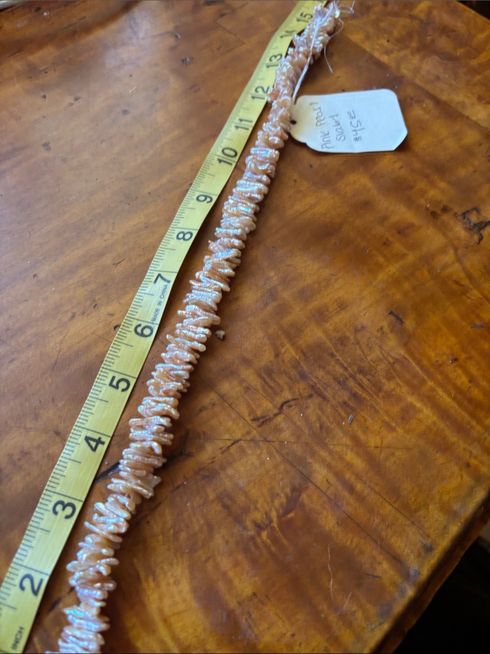 Pink Pearl Slab bead Strand - Picture 3 of 4